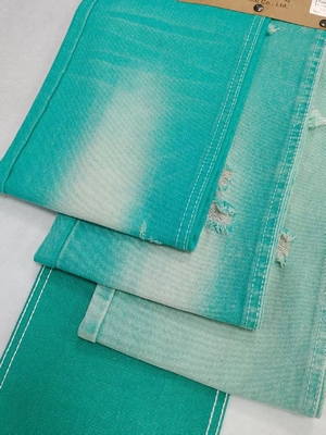 購入 Fancy APPLE GREEN Color Left Twill Style 10.6oz Denim Fabric With 10*7 Construction  JSD3023FG For Jeans online manufacture