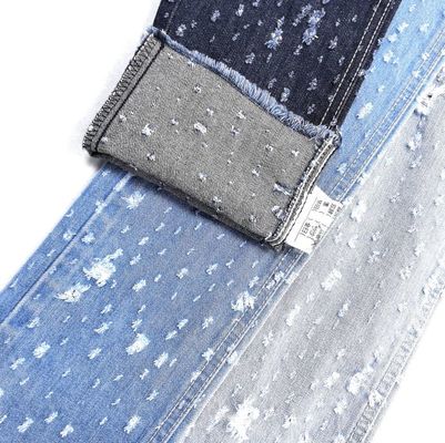 新しいデザインのかぎ針編みジャカードデニム生地、垂直竹糸、非伸縮性デニム 9.5oz 180CM